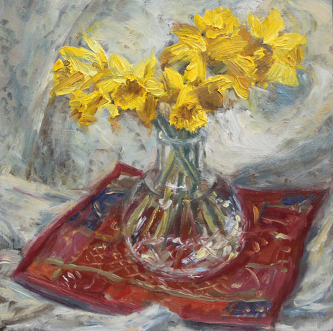 Daffodils on an Indian Mat