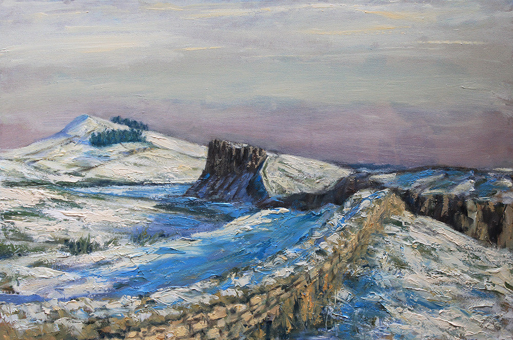 Hadrians Wall in Snow from Steel Rigg. (Print)