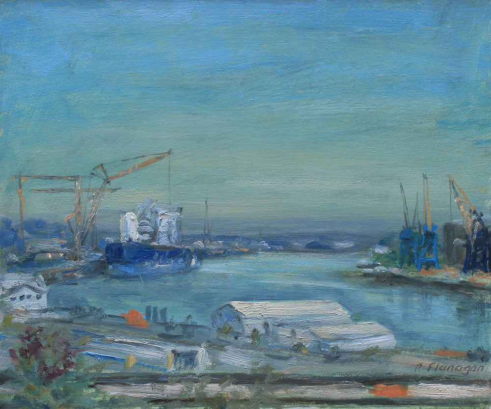 Last Shipyards on the River Tyne, Overcast Day. (Print)