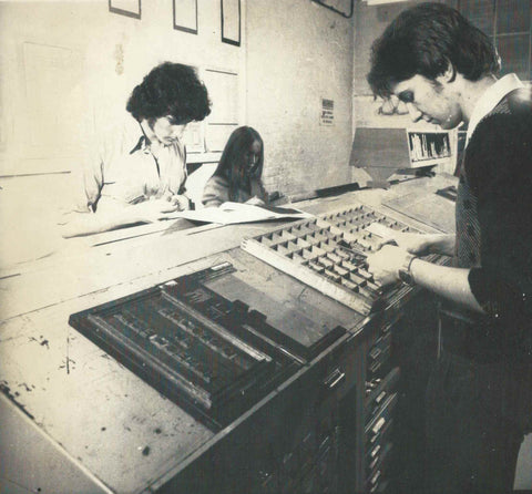 Typesetting at Lincoln College of Art, 1977.