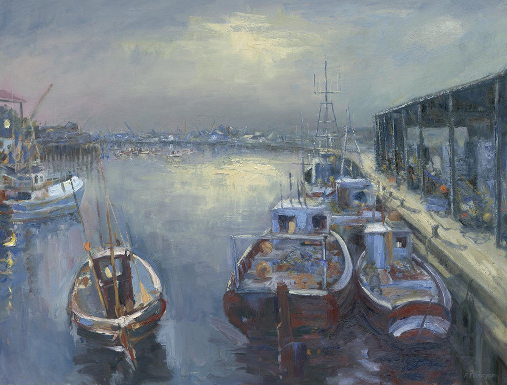 Moored Boats at the Fish Quay. (Print)