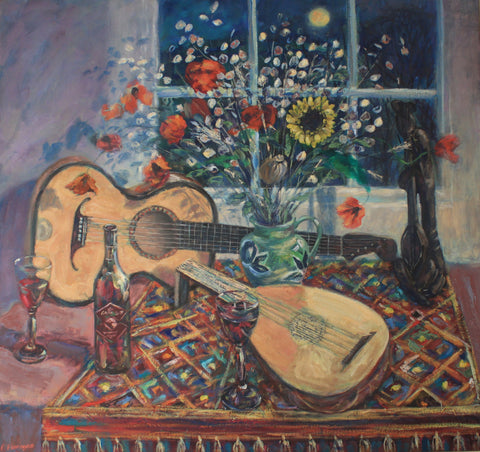 Lute, Guitar and Poppies