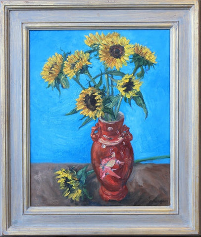 Sunflowers in a Japanese Vase